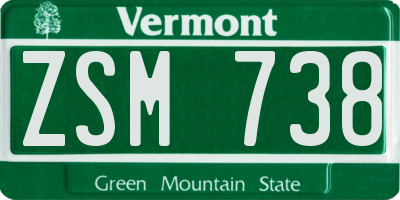 VT license plate ZSM738