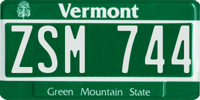 VT license plate ZSM744