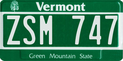 VT license plate ZSM747