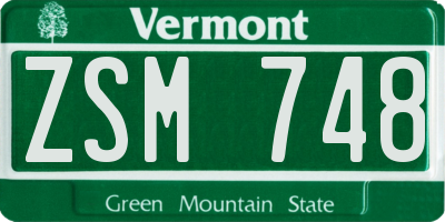 VT license plate ZSM748