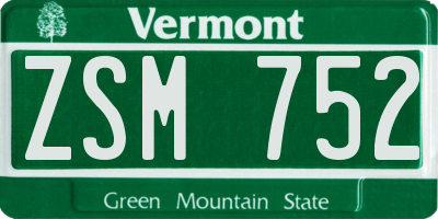 VT license plate ZSM752