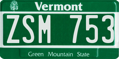 VT license plate ZSM753