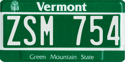 VT license plate ZSM754