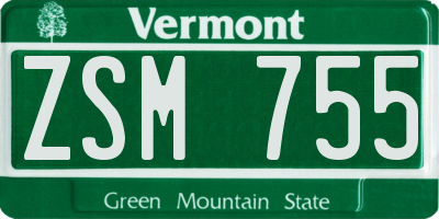 VT license plate ZSM755