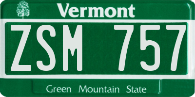 VT license plate ZSM757