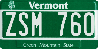 VT license plate ZSM760