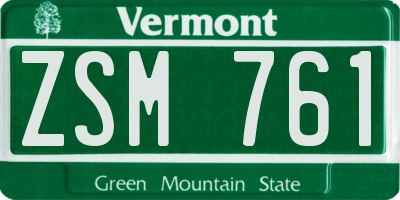 VT license plate ZSM761