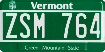 VT license plate ZSM764
