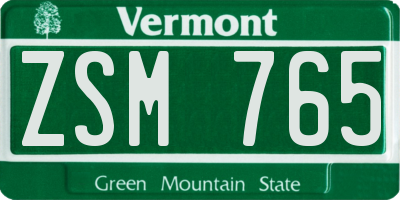 VT license plate ZSM765