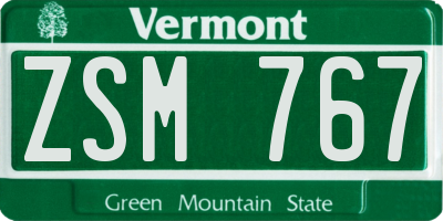 VT license plate ZSM767