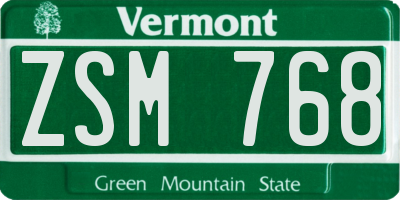 VT license plate ZSM768