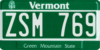 VT license plate ZSM769