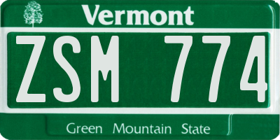 VT license plate ZSM774