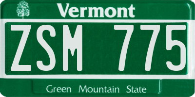 VT license plate ZSM775
