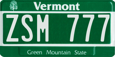 VT license plate ZSM777