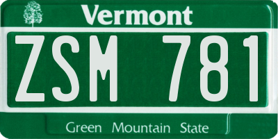 VT license plate ZSM781