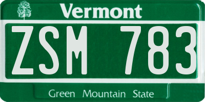 VT license plate ZSM783