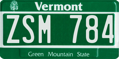 VT license plate ZSM784