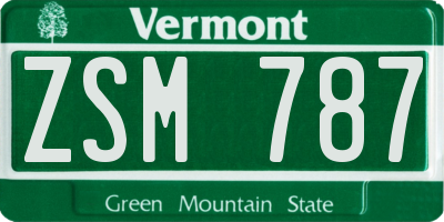 VT license plate ZSM787