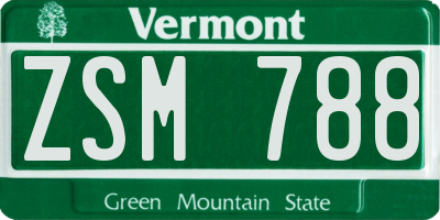 VT license plate ZSM788