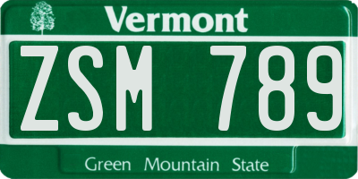 VT license plate ZSM789