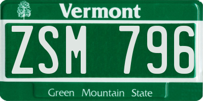 VT license plate ZSM796