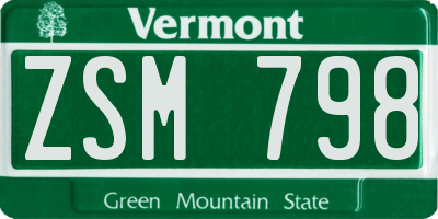 VT license plate ZSM798