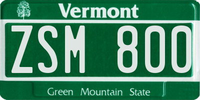 VT license plate ZSM800