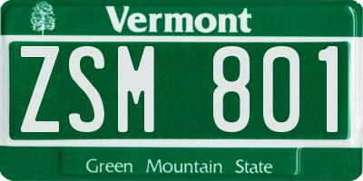 VT license plate ZSM801
