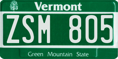 VT license plate ZSM805
