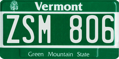 VT license plate ZSM806