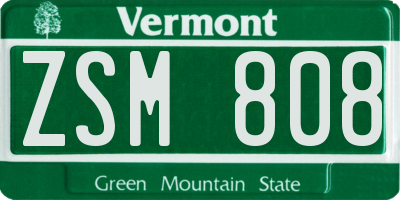 VT license plate ZSM808