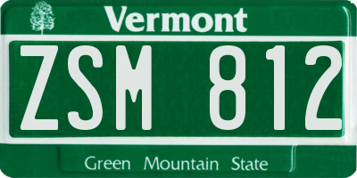 VT license plate ZSM812