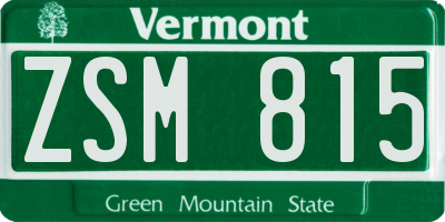 VT license plate ZSM815