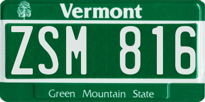 VT license plate ZSM816