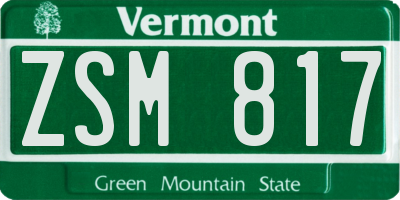 VT license plate ZSM817