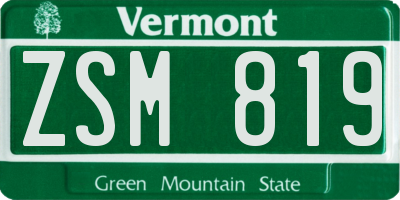 VT license plate ZSM819