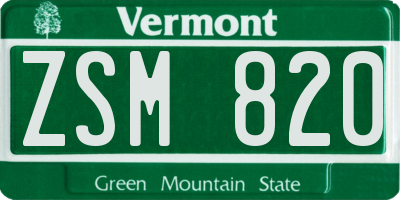 VT license plate ZSM820