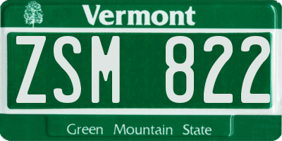 VT license plate ZSM822