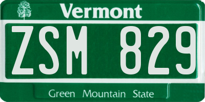 VT license plate ZSM829