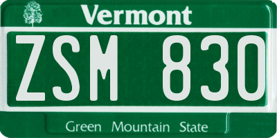 VT license plate ZSM830
