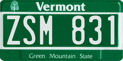 VT license plate ZSM831