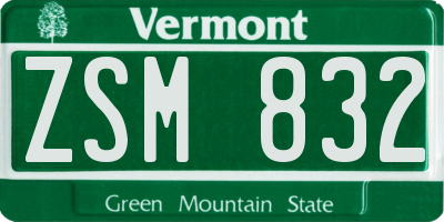 VT license plate ZSM832
