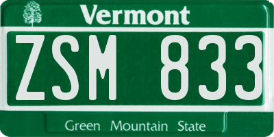 VT license plate ZSM833