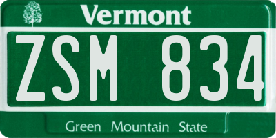 VT license plate ZSM834