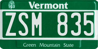 VT license plate ZSM835