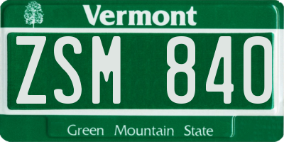 VT license plate ZSM840