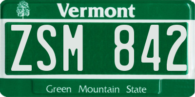 VT license plate ZSM842