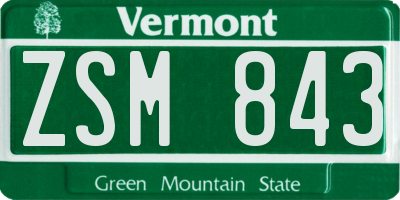 VT license plate ZSM843