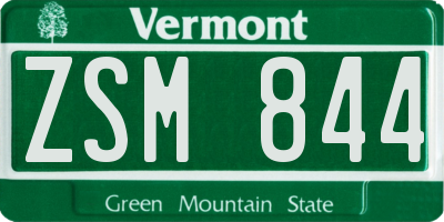 VT license plate ZSM844
